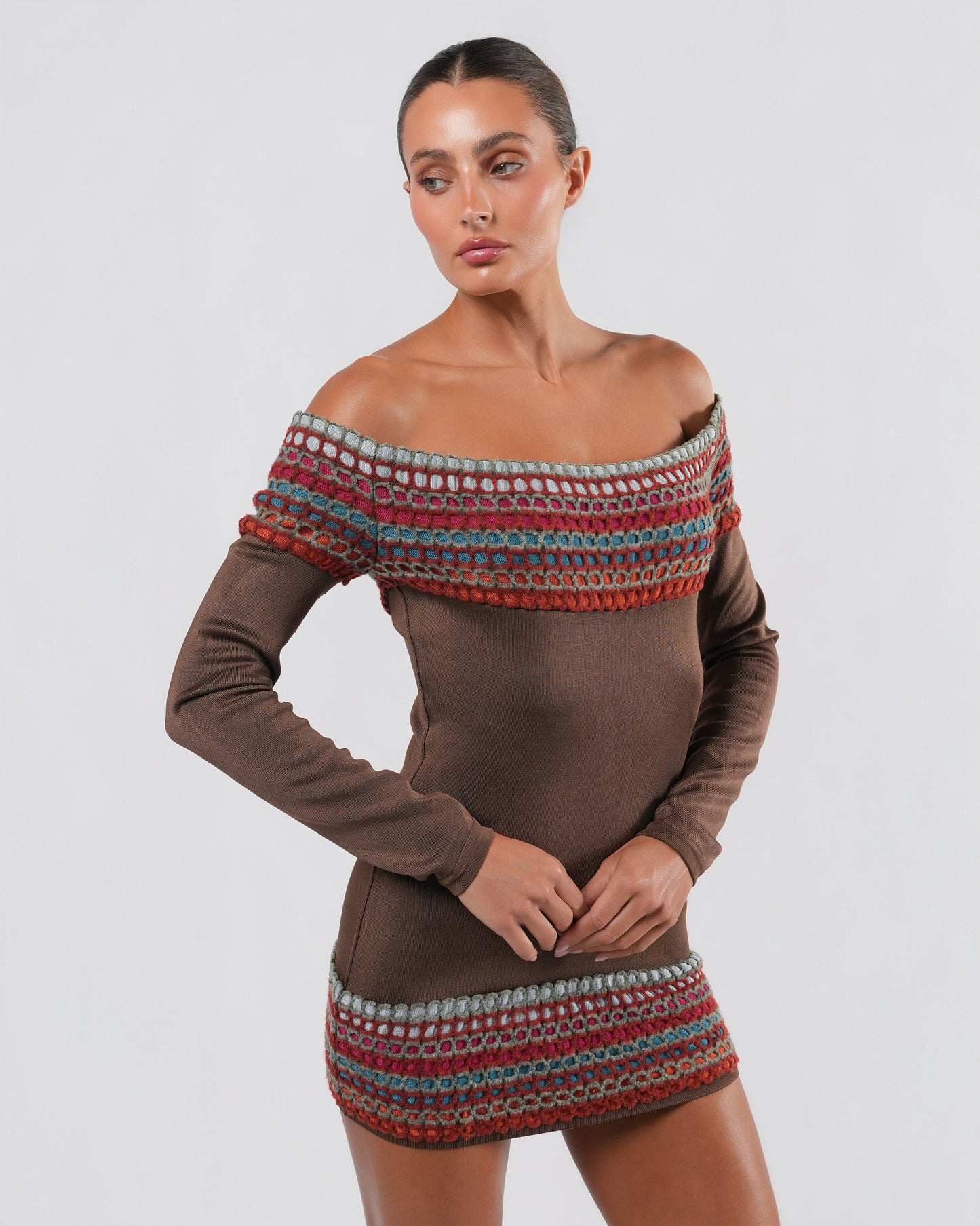 1990s Rainbow Trim Mini Dress
