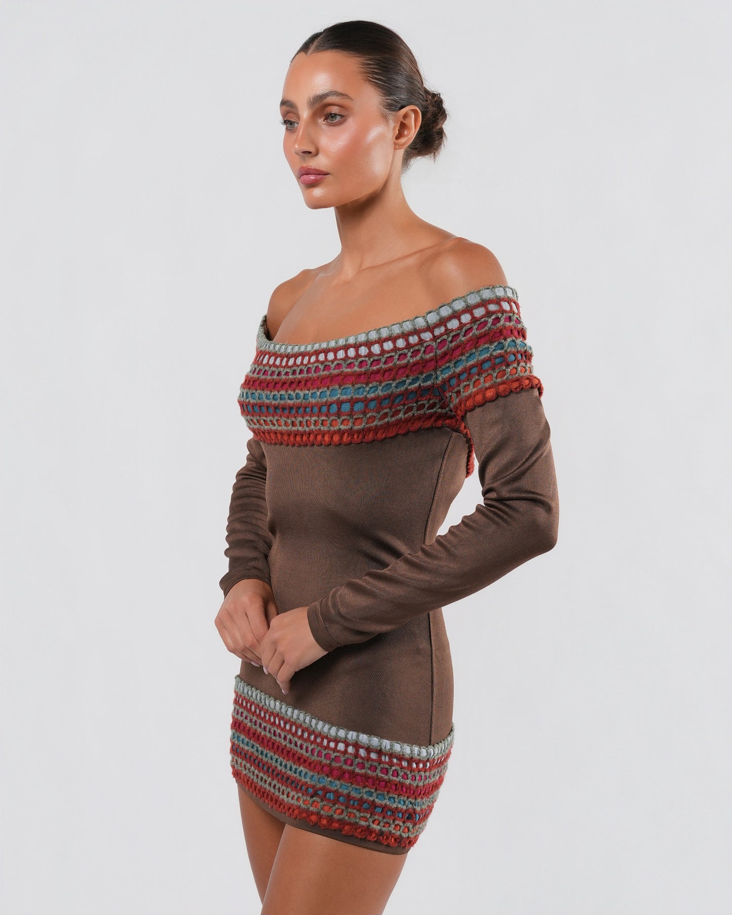 1990s Rainbow Trim Mini Dress