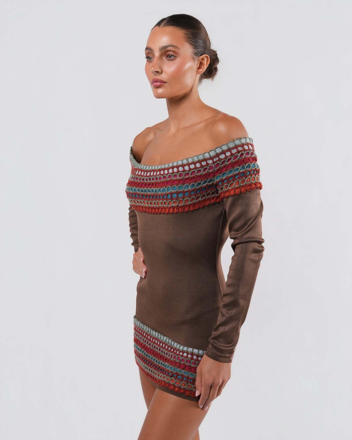 1990s Rainbow Trim Mini Dress