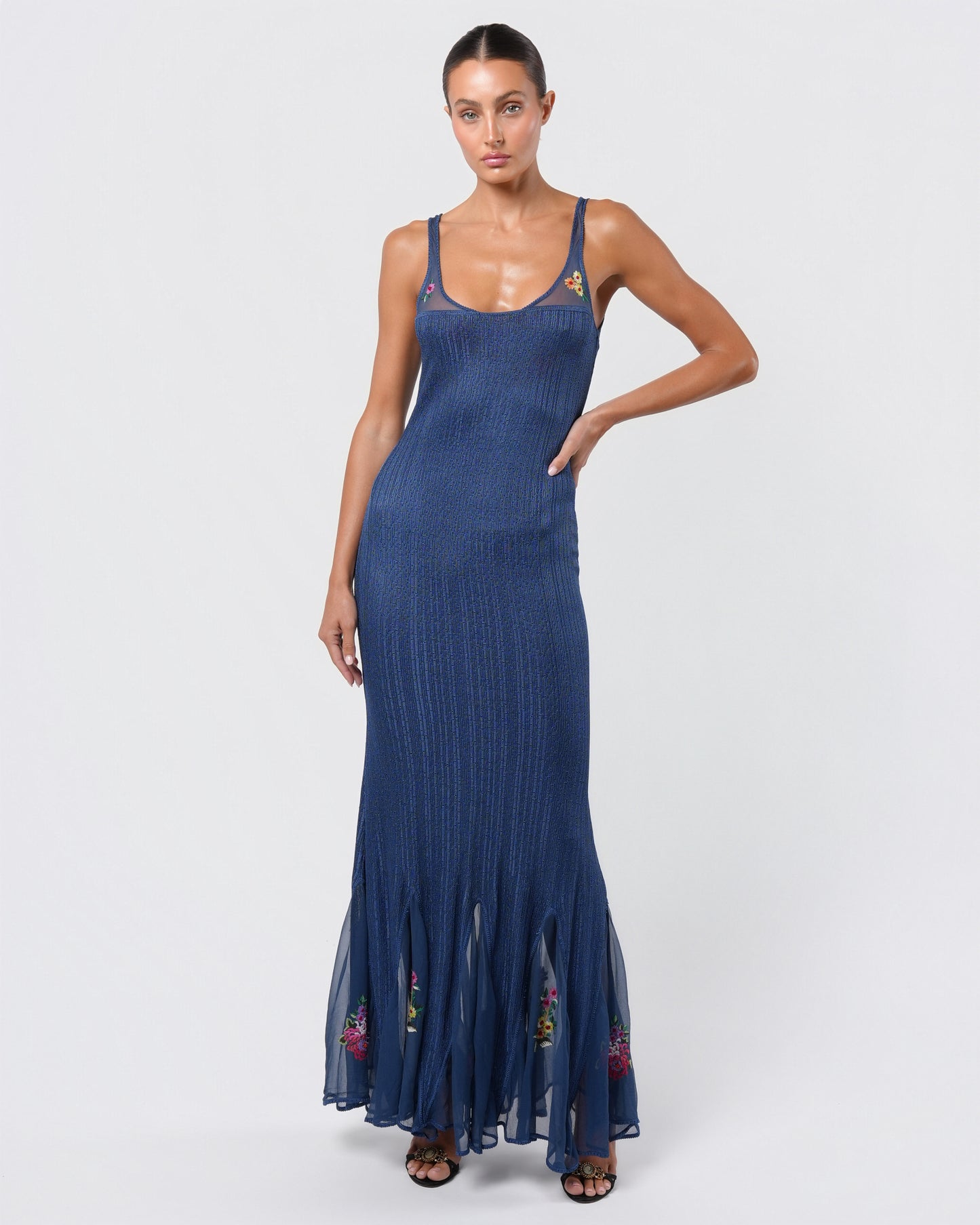 FW 2001 Knit Embroidered Gown