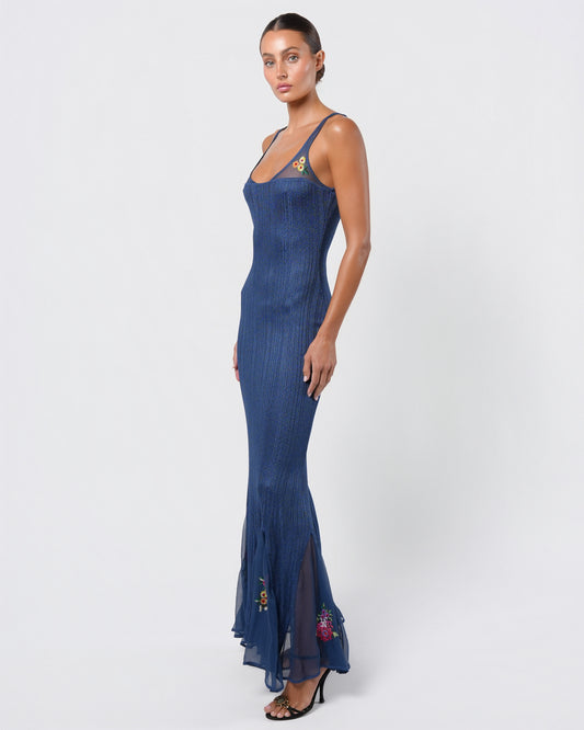 FW 2001 Knit Embroidered Gown