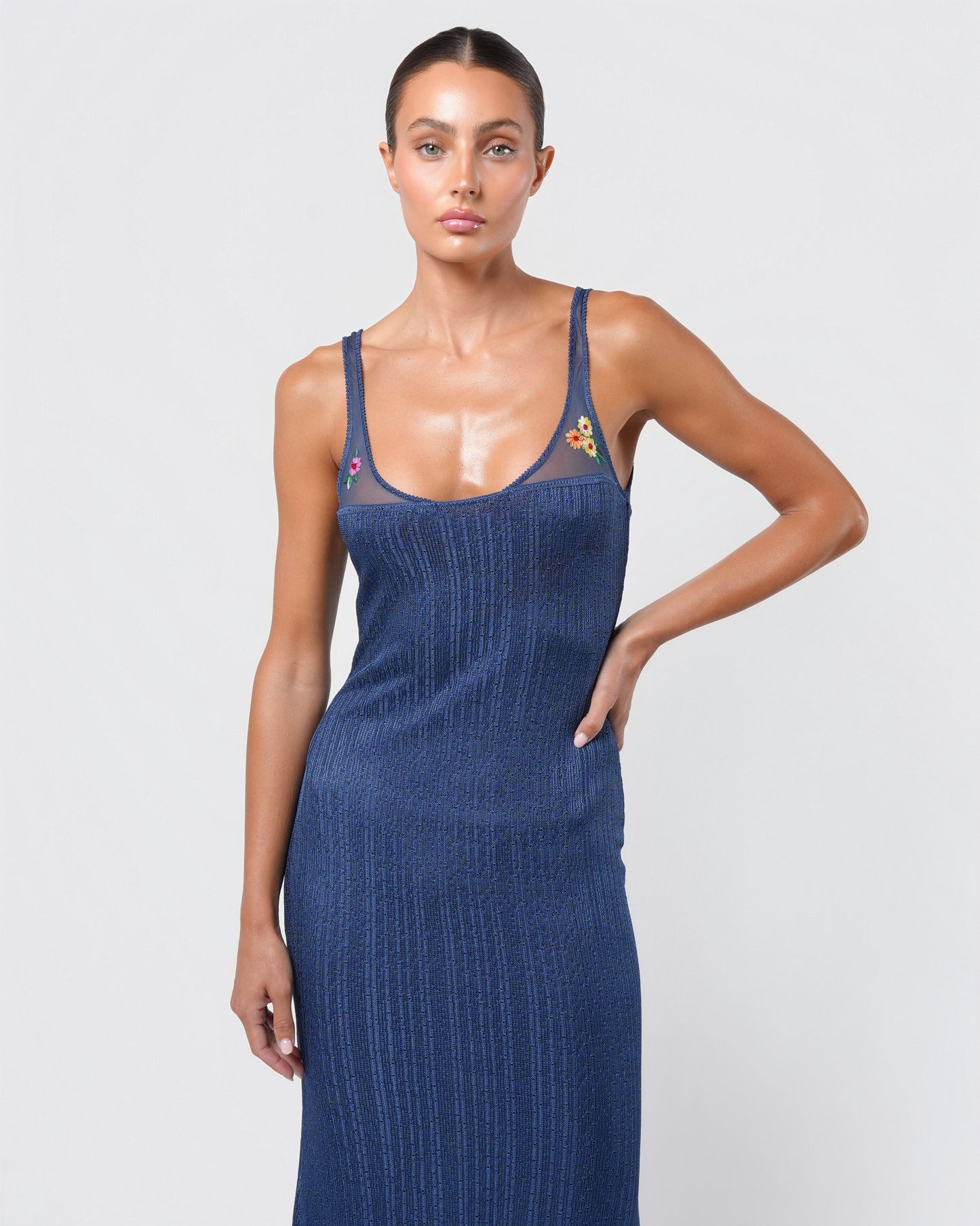 FW 2001 Knit Embroidered Gown