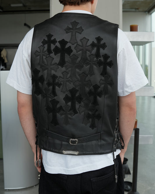 Cross Patch Leather Vest
