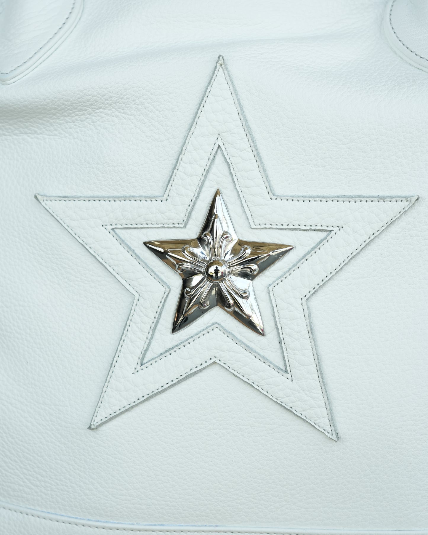 Silver Embellished Star Patch Shoulder Bag