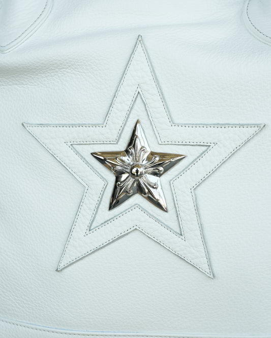 Silver Embellished Star Patch Shoulder Bag