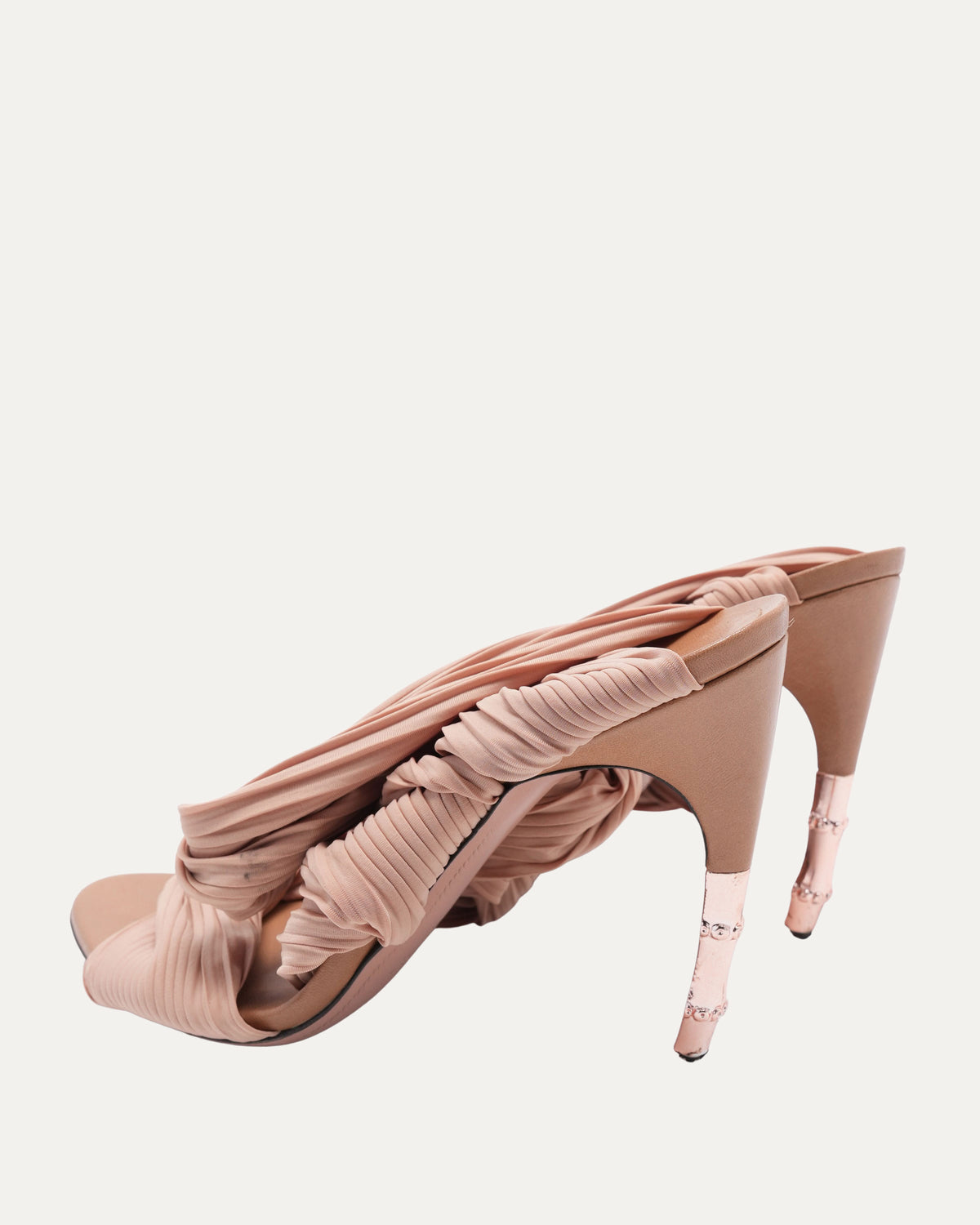 SS 2004 Plisse Stretch Satin Bamboo Heel Shoes