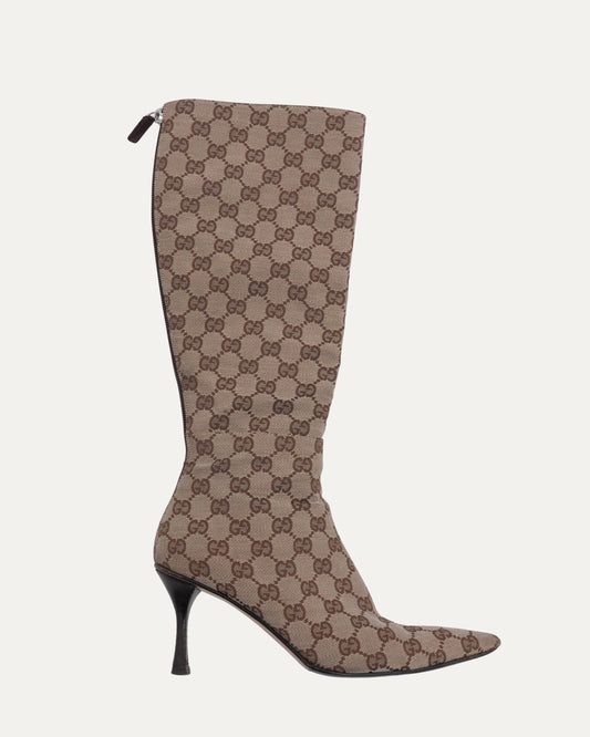 Tom Ford Era Monogram Canvas Stiletto Boots