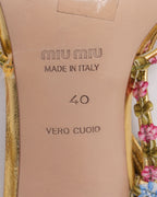 Gold Leather Heels with Floral Detail (c. 2004)