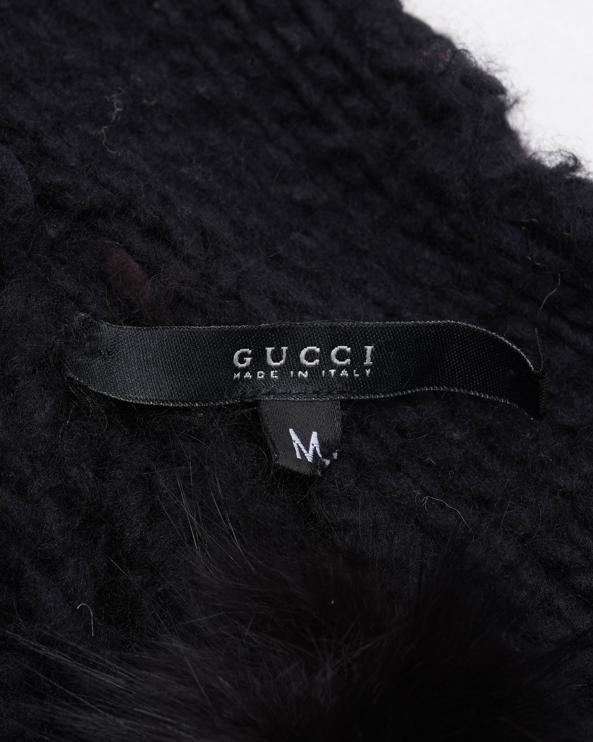 Iconic FW 2002 Fox Fur Black Wool Knit Cardigan