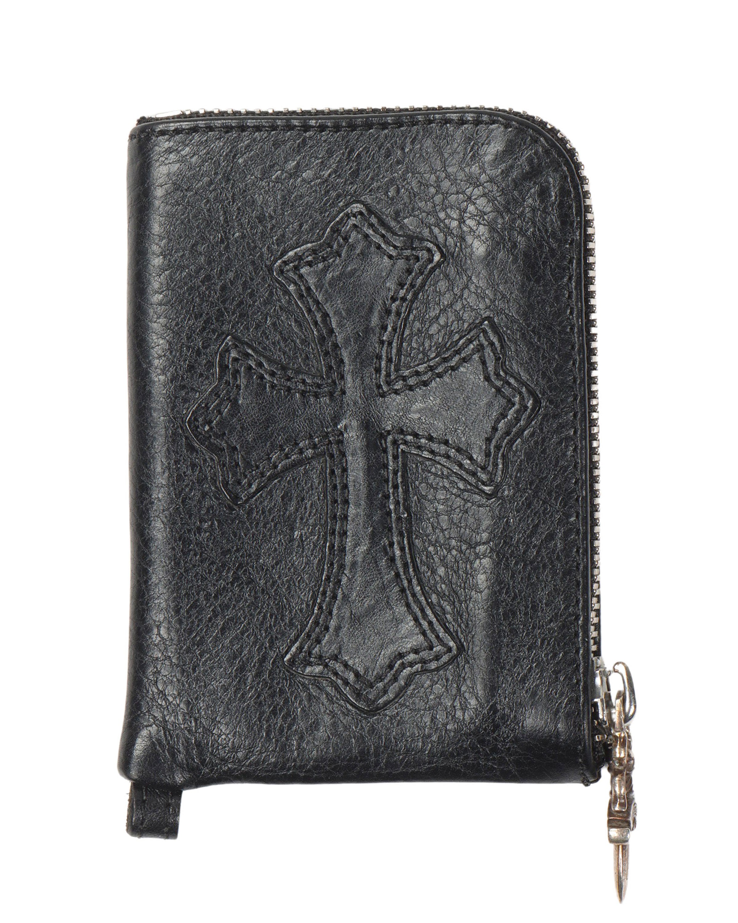 Leather Cross Patch Zip Wallet