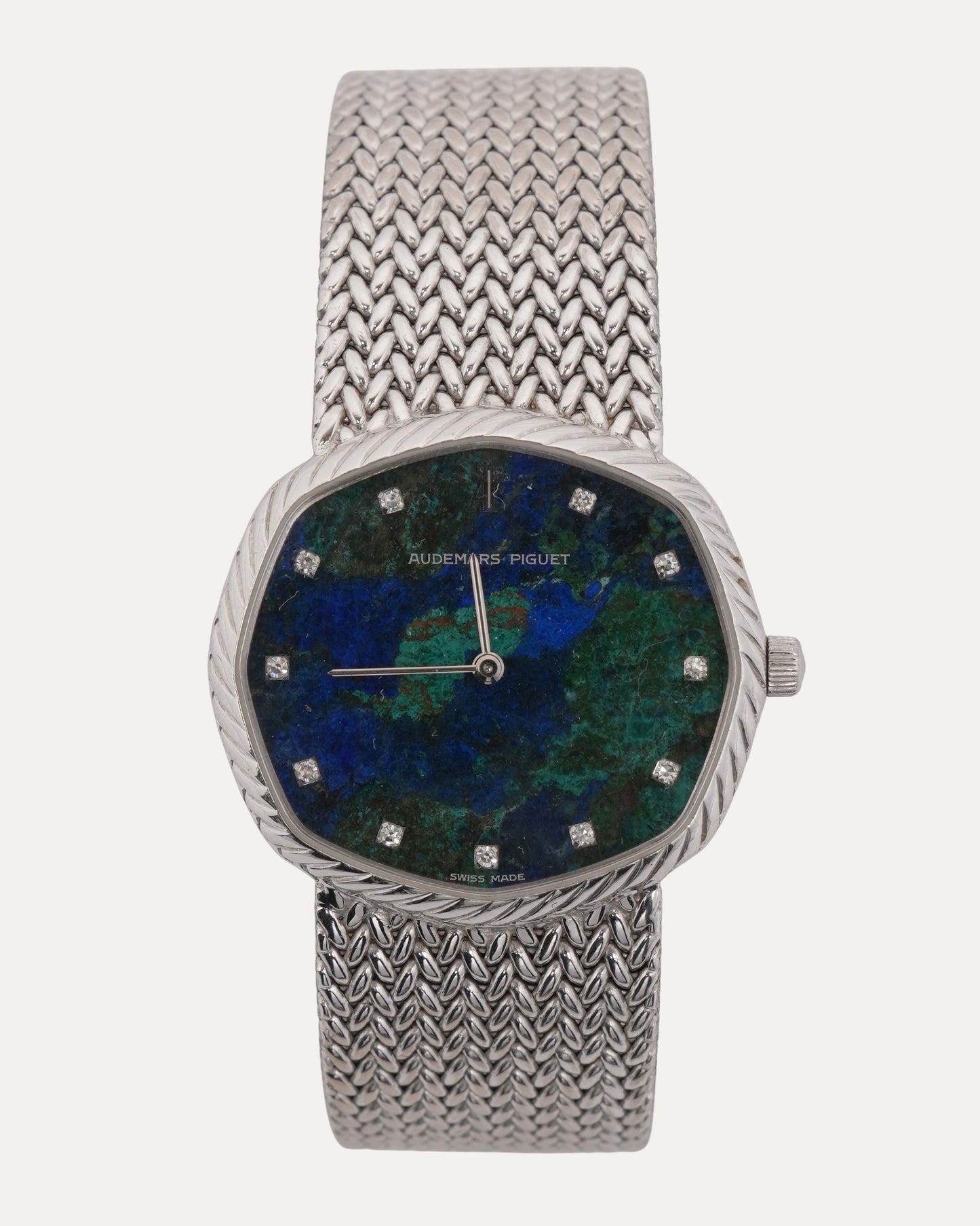 "Earth" Octagon White Gold & Sapphire Azurmalachite Dial Watch