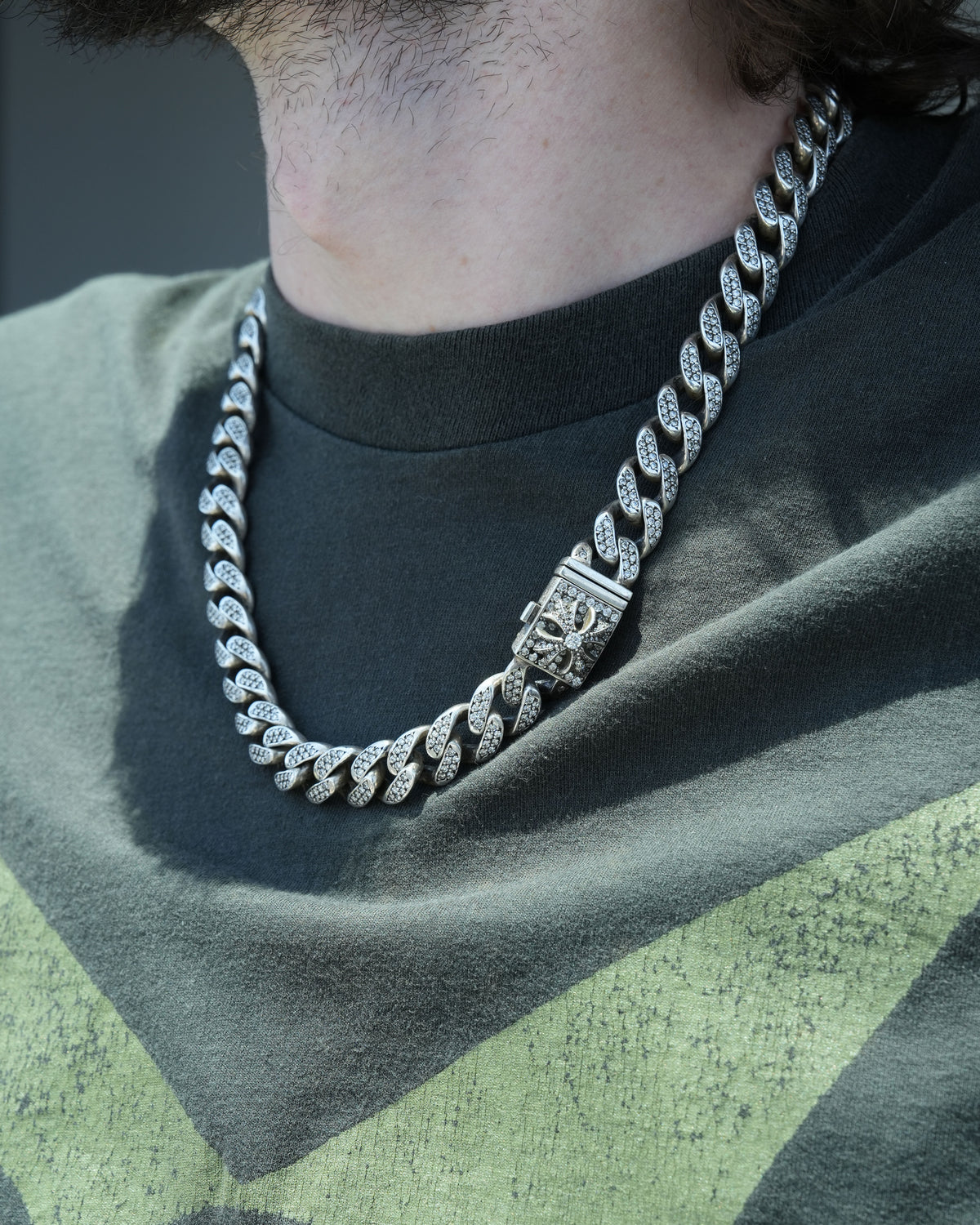 Diamond and Silver Cuban Link Necklace