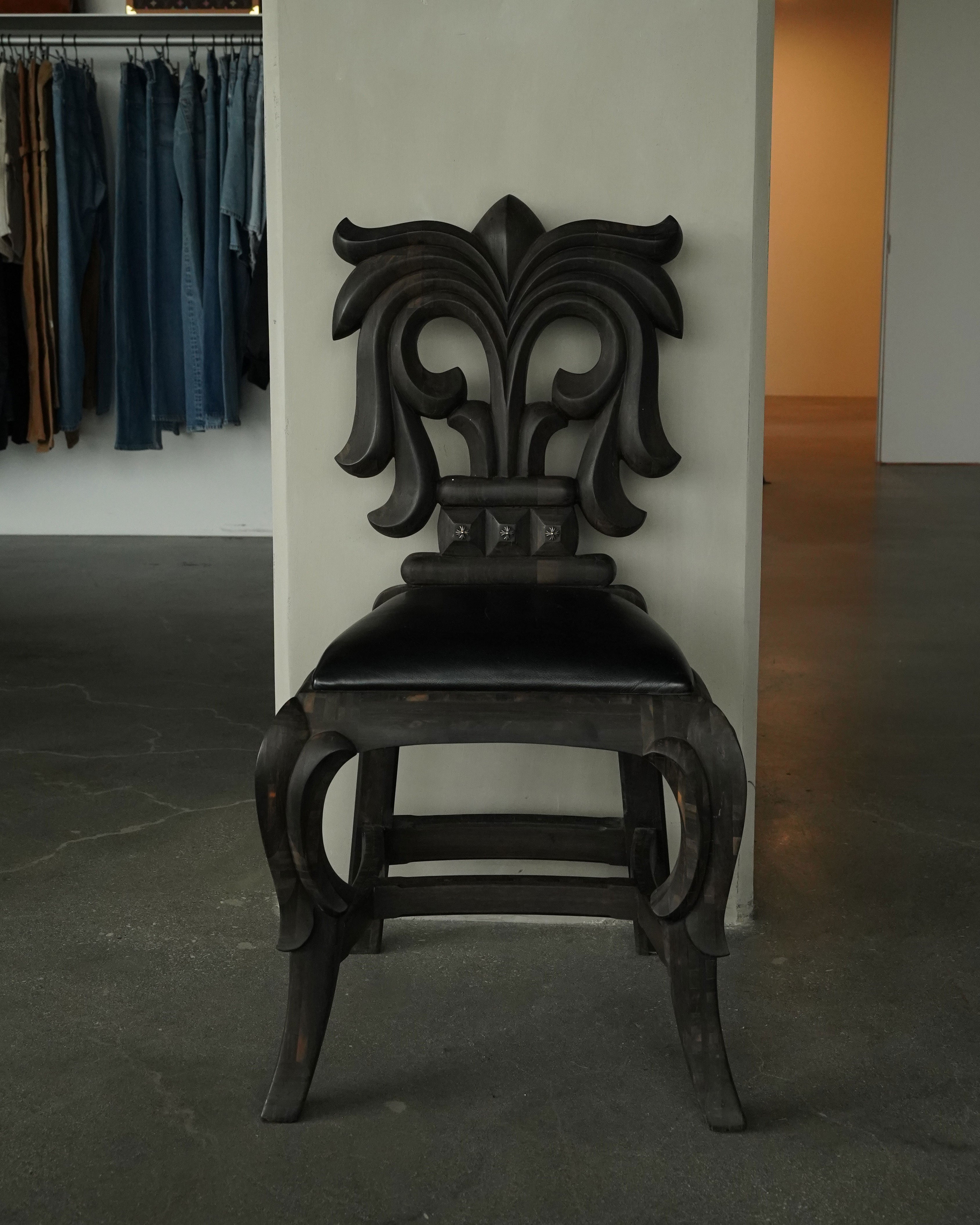 Ebony Wood Filigree Dining Room Chair