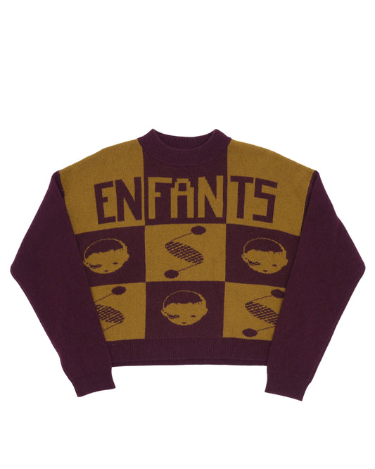 Wool-Cashmere Blend Check Sweater