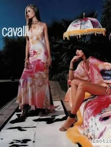 SS 2001 Runway Elizabeth Taylor Print Backless Gown