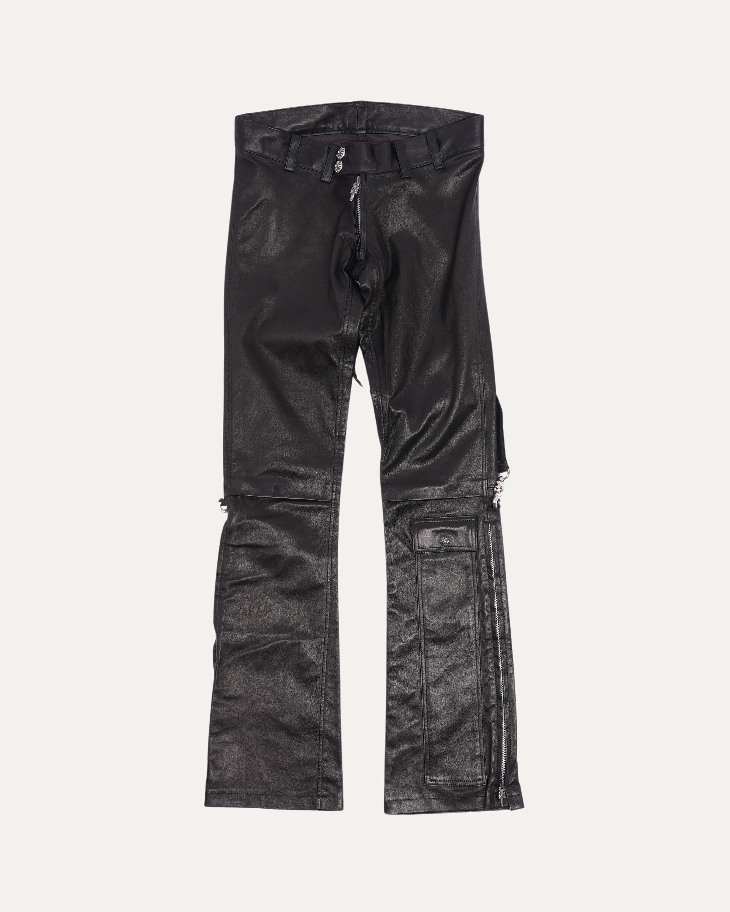 Cross Patch Leather Bondage Pants