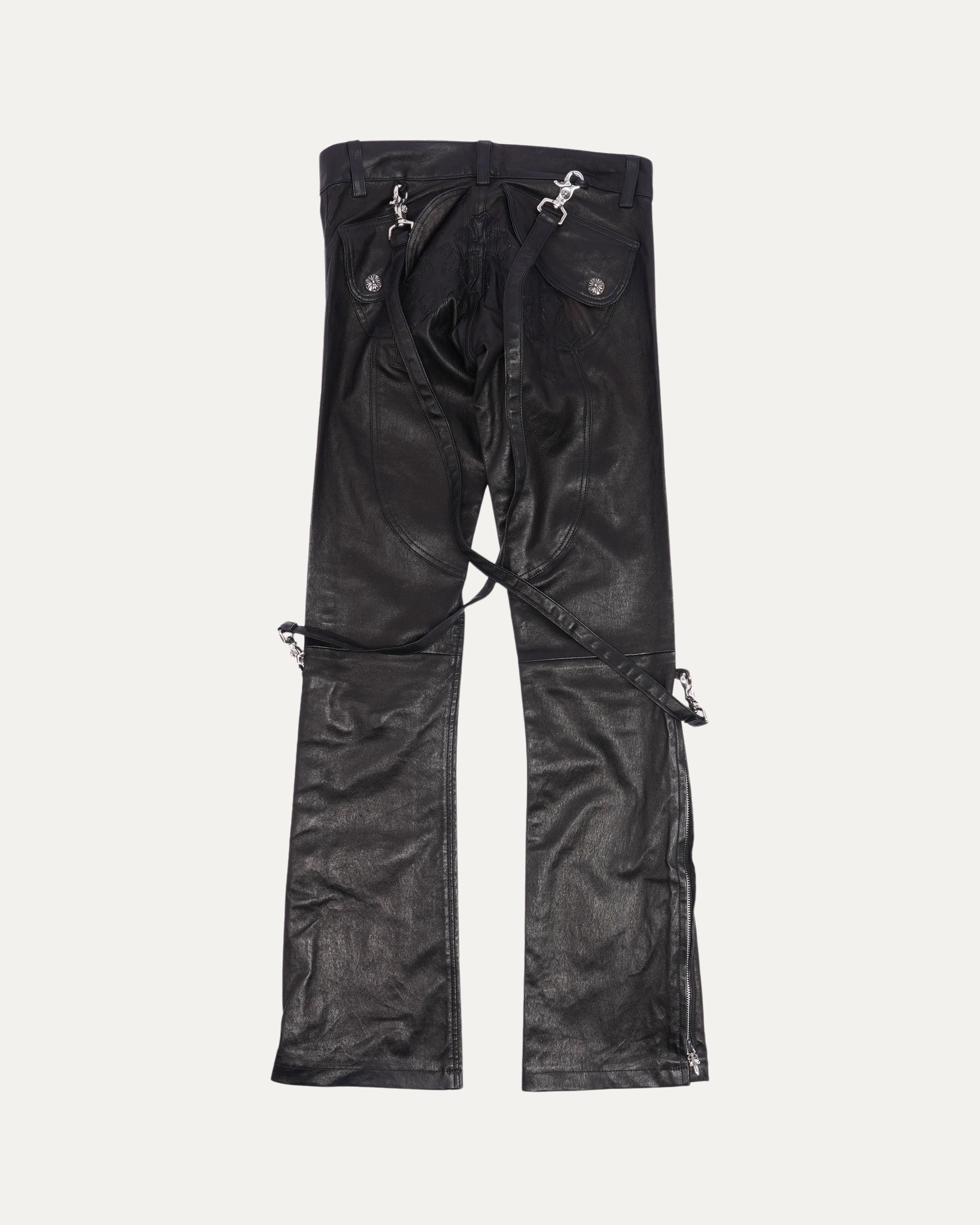 Cross Patch Leather Bondage Pants