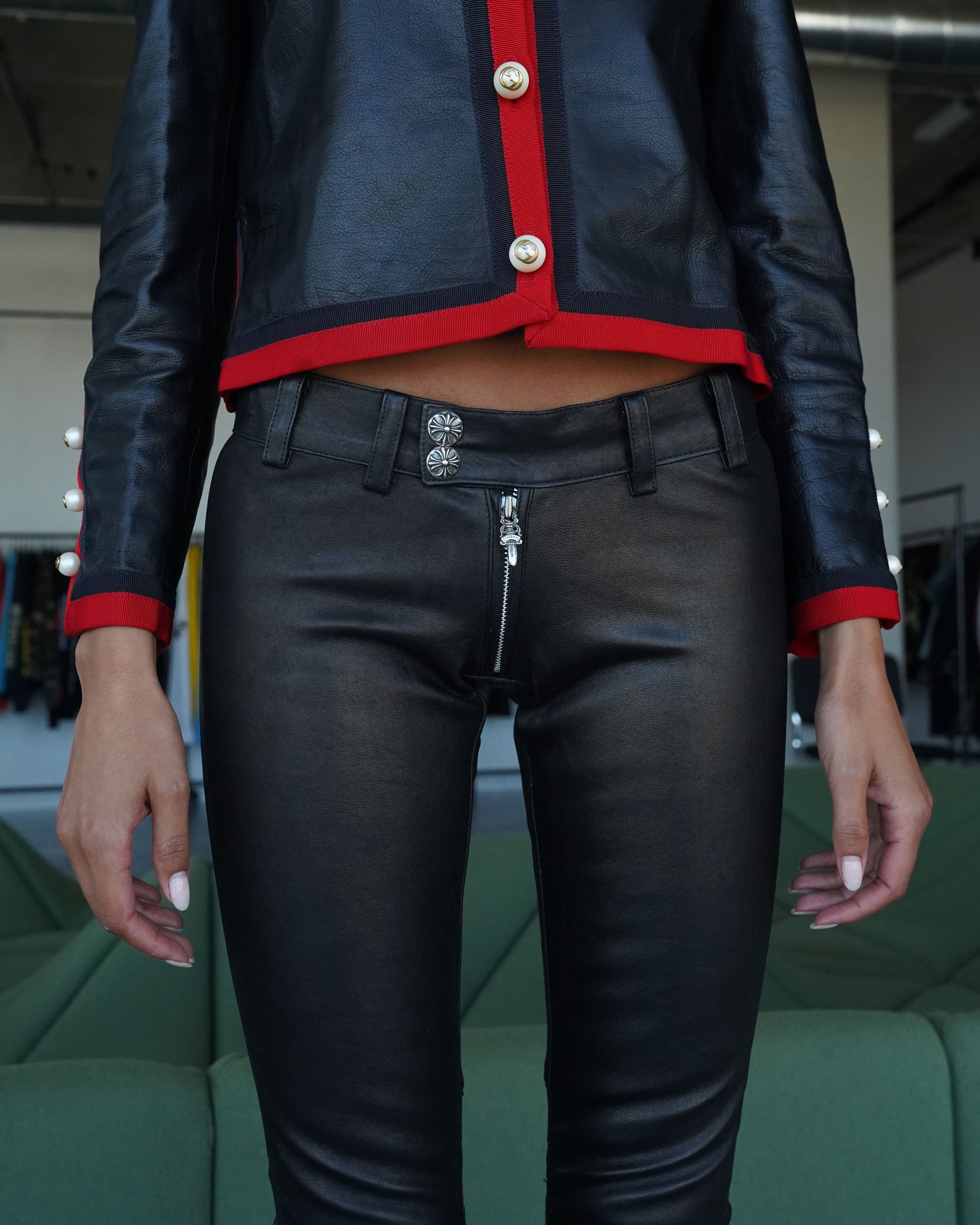 Cross Patch Leather Bondage Pants