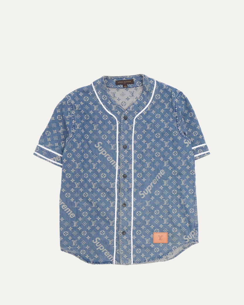 Supreme Denim Monogram Baseball Shirt