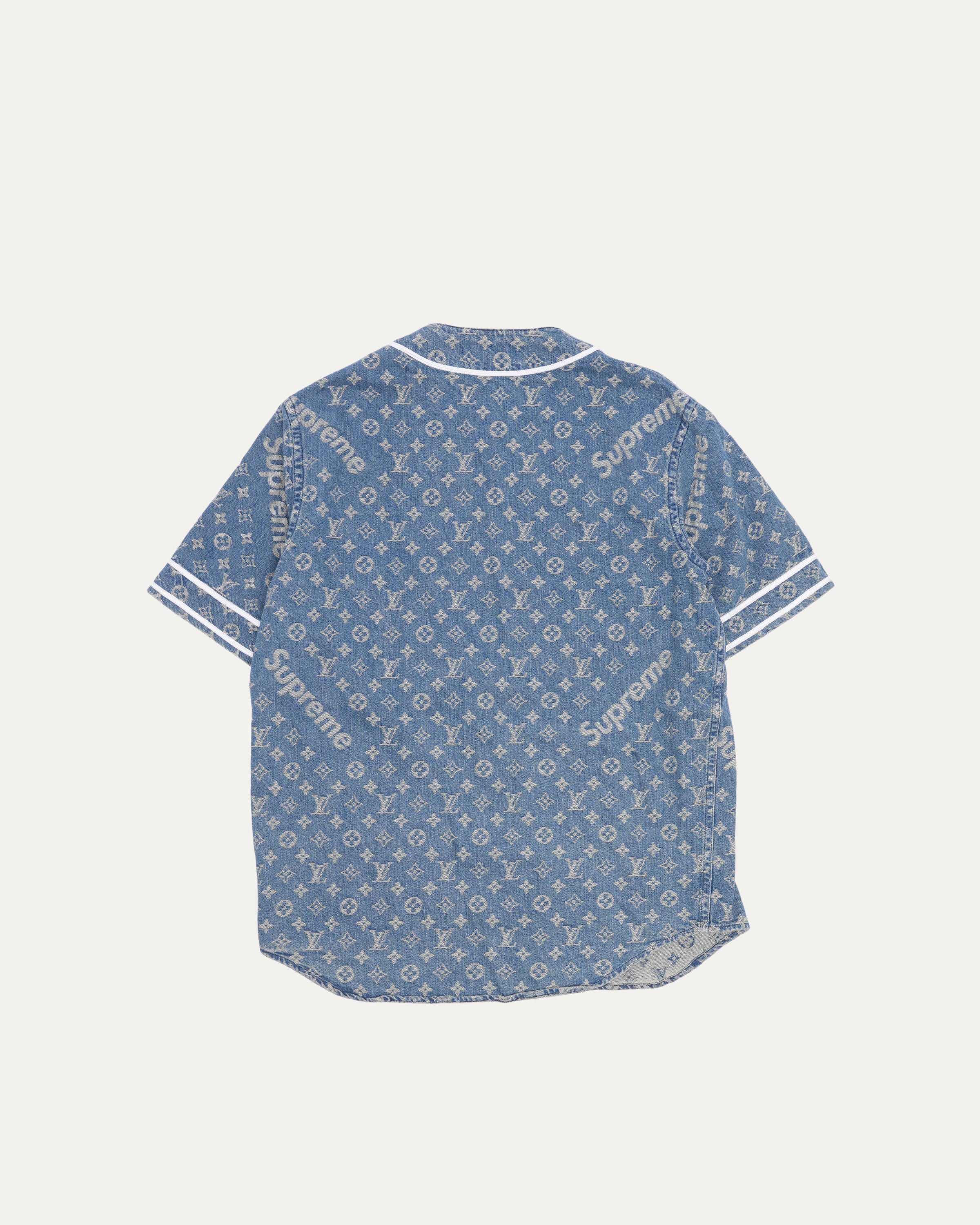 Supreme Denim Monogram Baseball Shirt