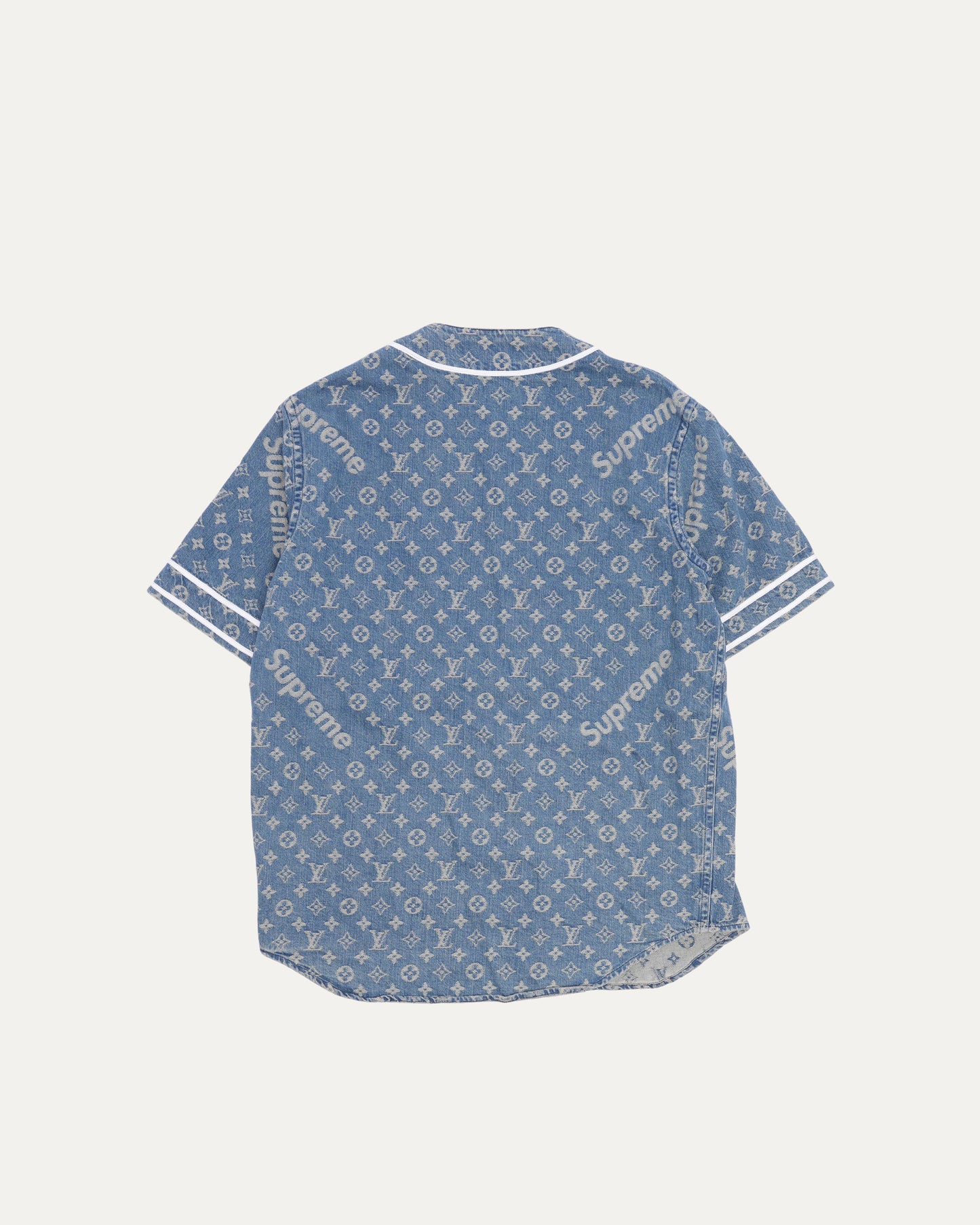 Supreme Denim Monogram Baseball Shirt