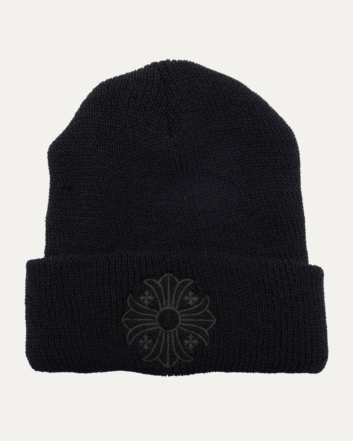 Tonal Plus Cross Embroidered Wool Beanie