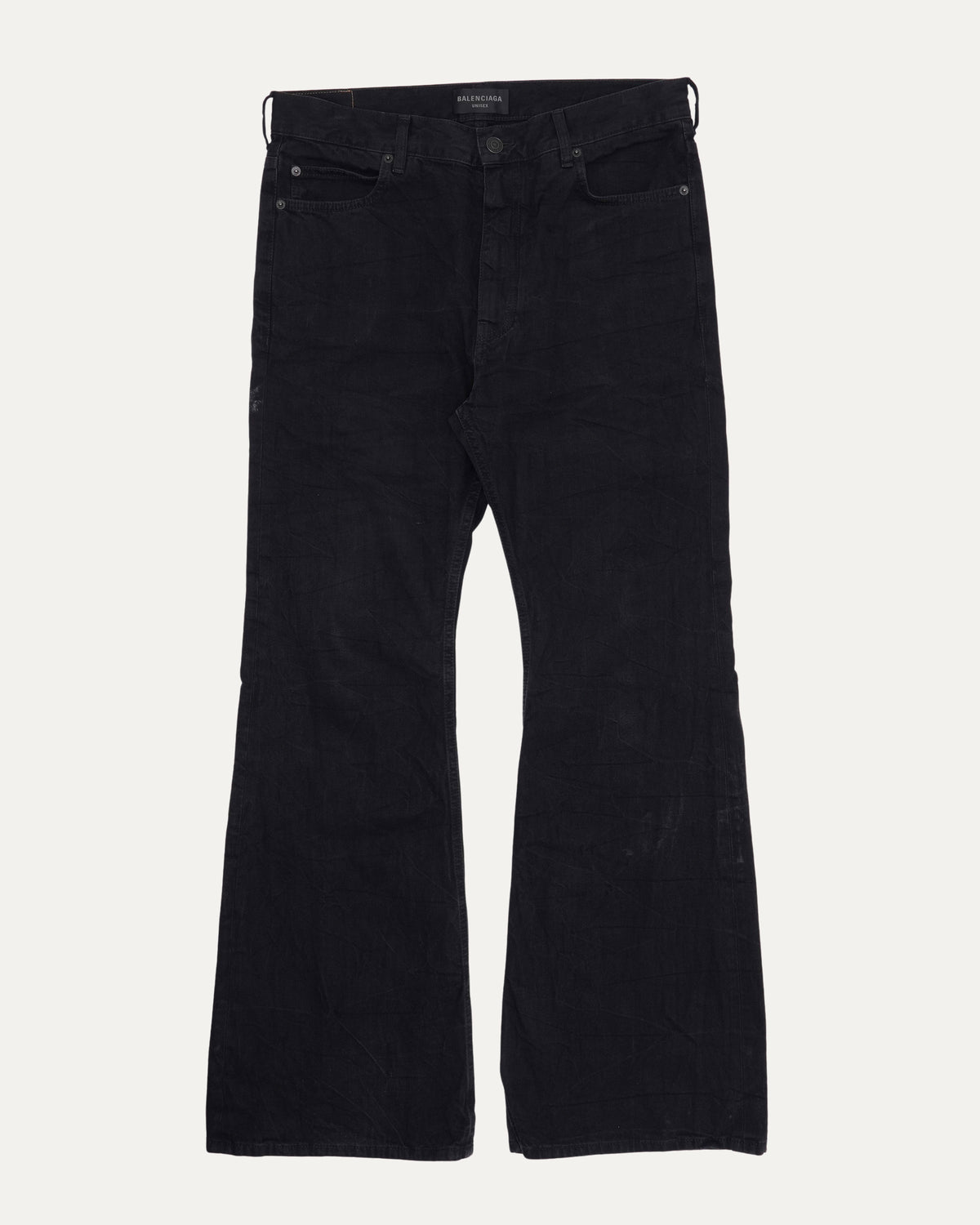 Wrinkle Effect Flare Jeans