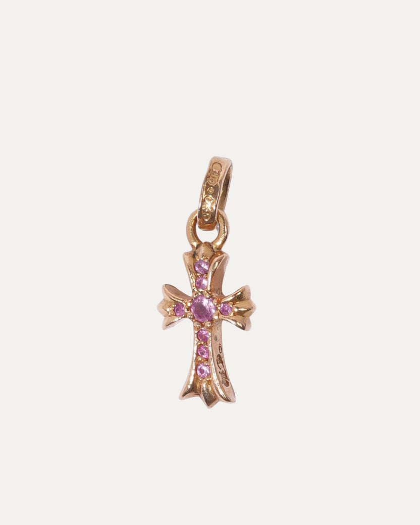 22k Baby Fat Pink Sapphire Cross Charm