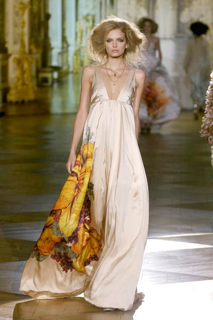 SS 2008 Silk Runway Gown With Floral Motif