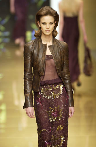 FW 2002 Beaded Skirt and Silk Shirt Set