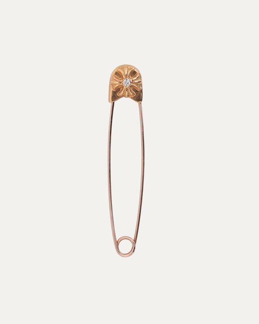 Large Gold and Diamond Plus Cross Safety Pin