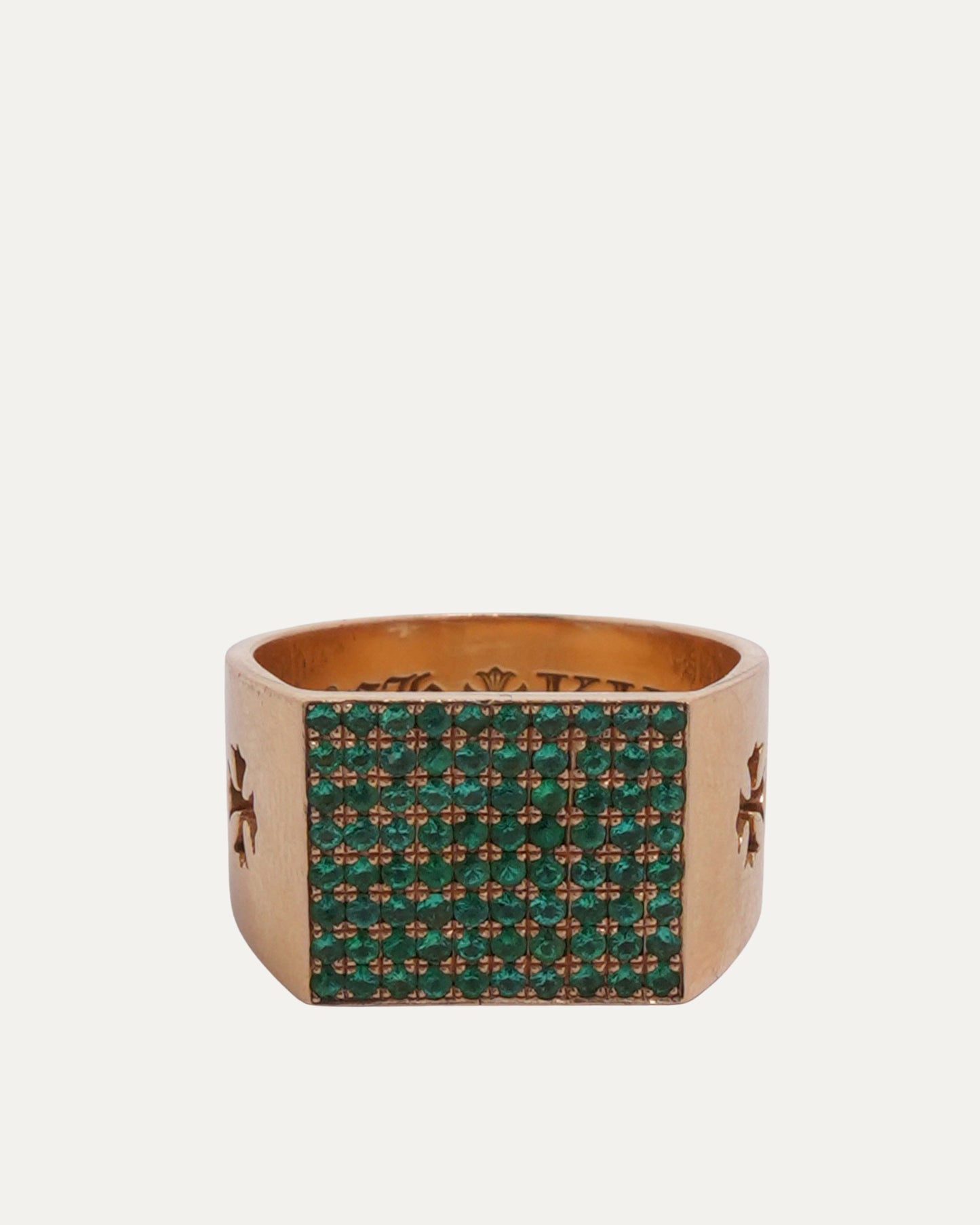 Gold Emerald Cigar Band Ring