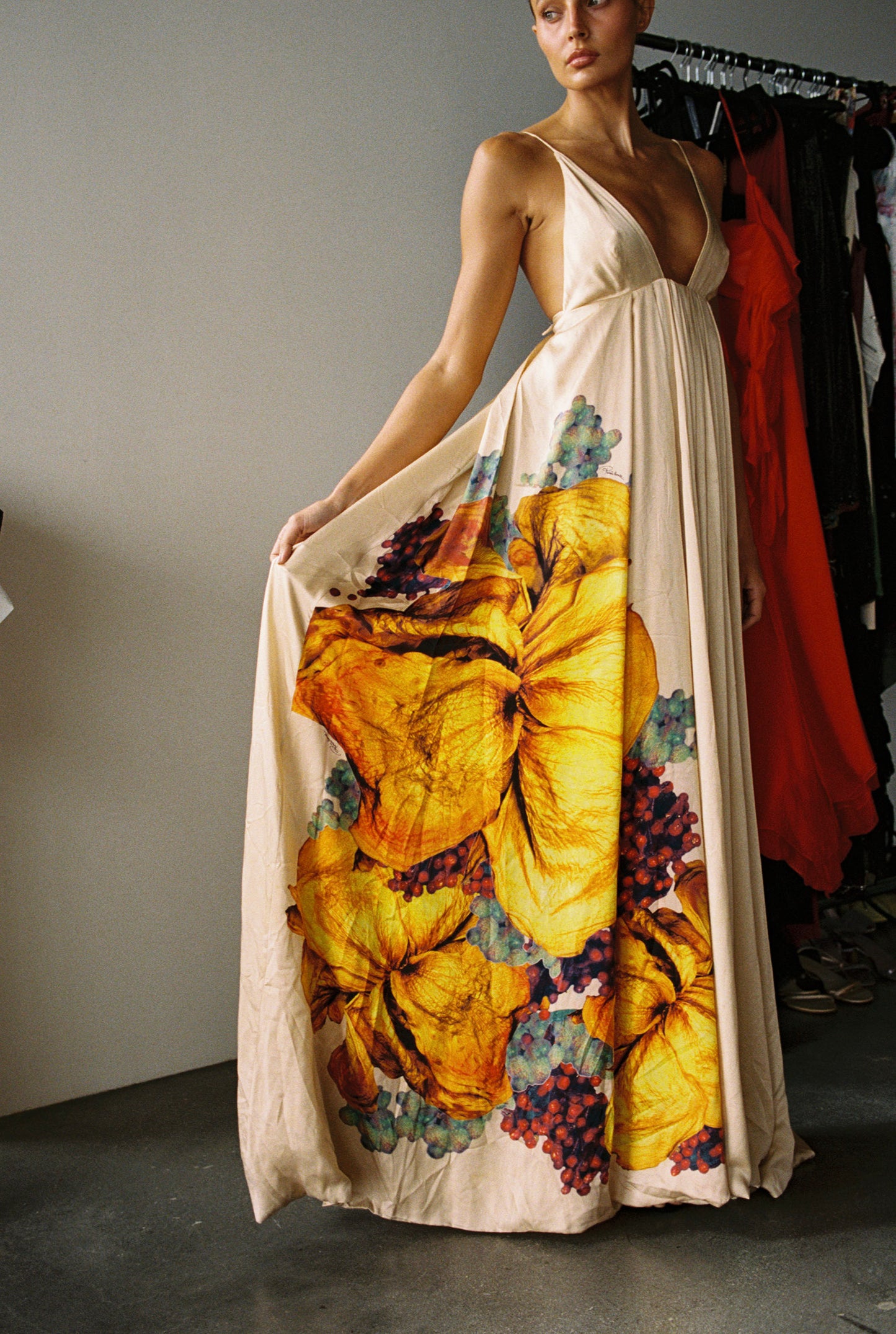SS 2008 Silk Runway Gown With Floral Motif