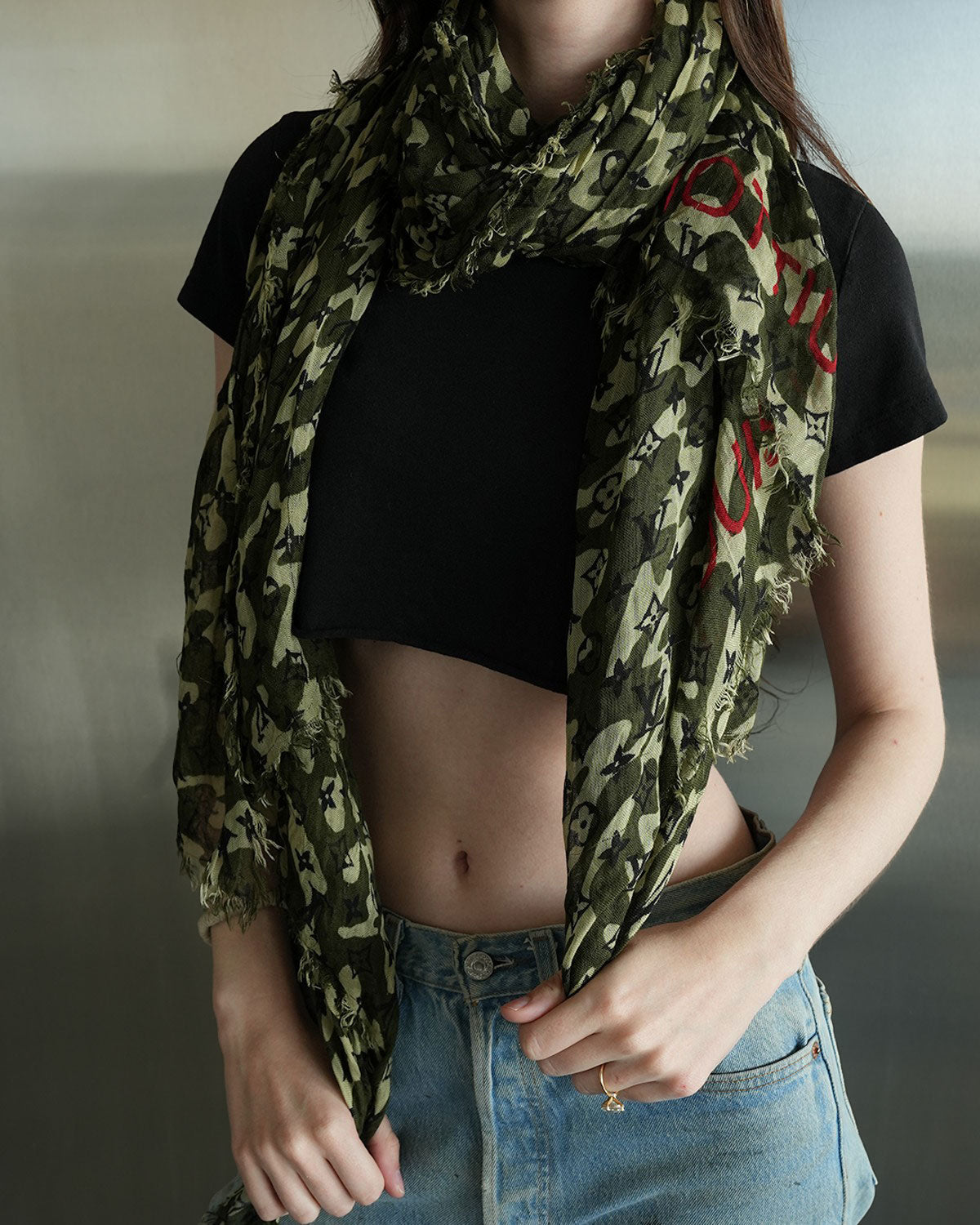 Takashi Murakami Monogramouflage Cashmere-Silk Blend Scarf