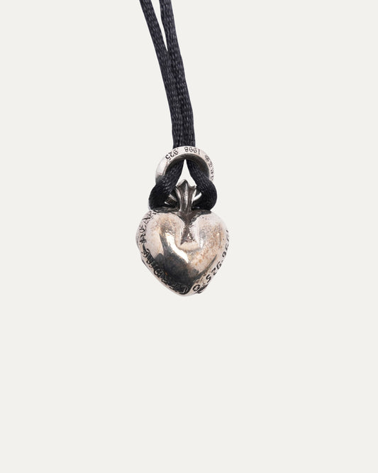 Heart Pendant on B-Ring with Silk Necklace