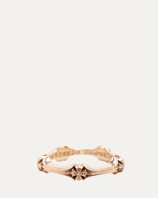 Diamond and Gold Cross Bone Ring
