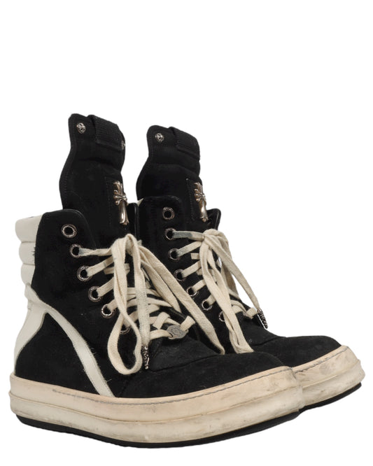 Rick Owens Embellished Suede Geobasket Sneakers