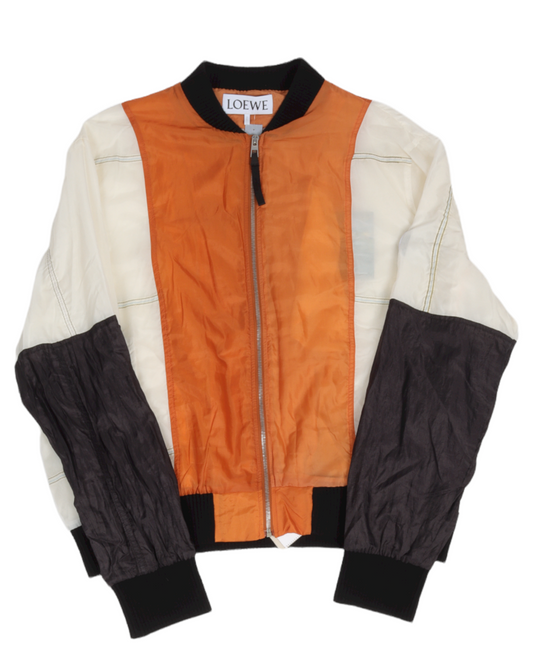 Nylon Color-Blocked Bomber Jacket