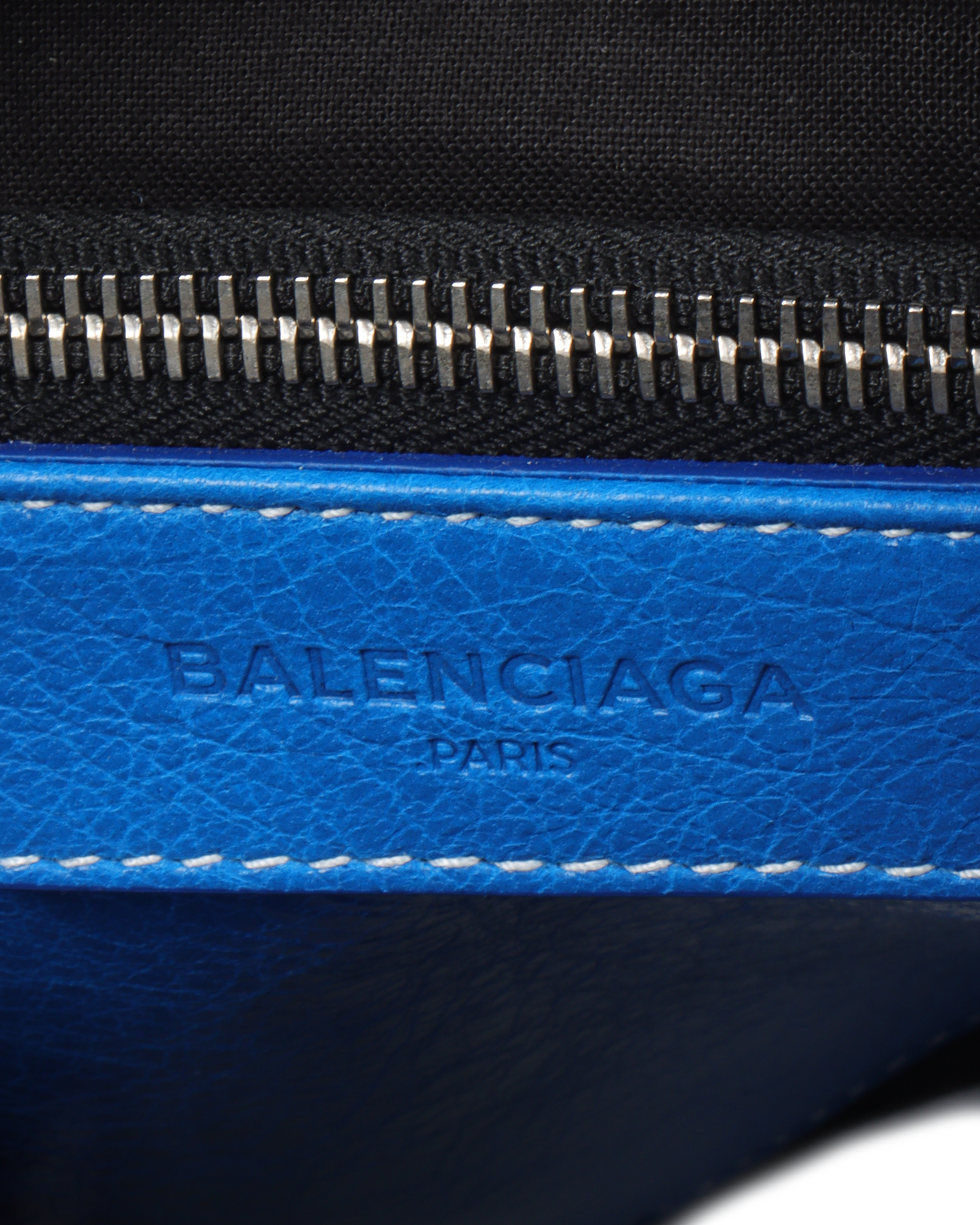 Blue and White Leather Bazar Bag