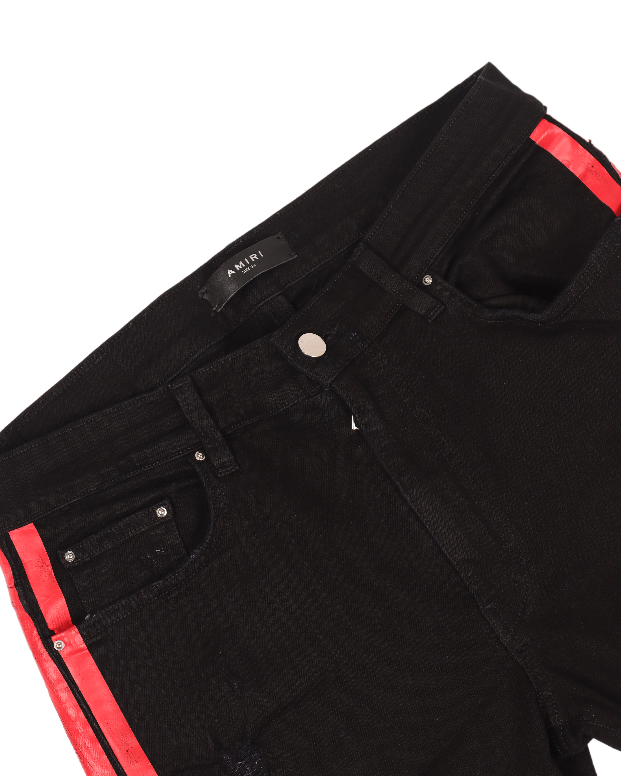 Amiri red 2025 stripe jeans