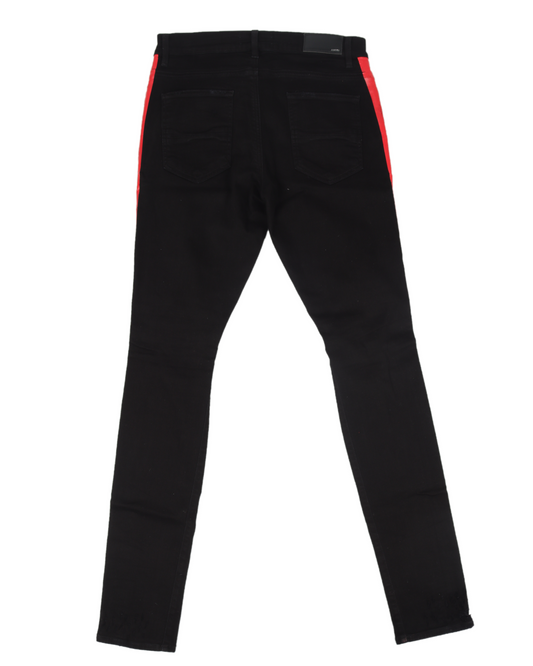 Black Track Denim Red Stripes