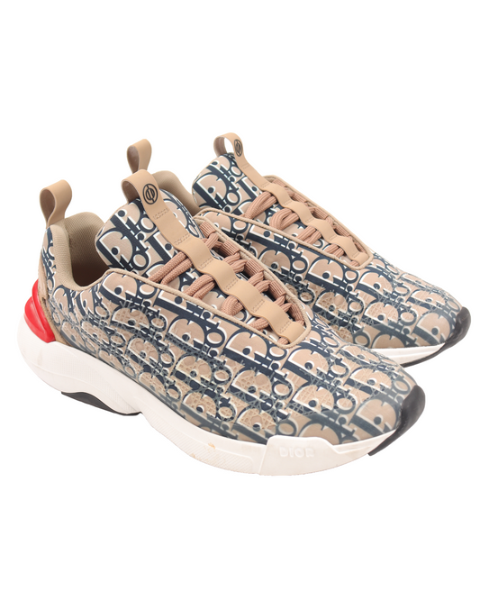 Beige Oblique 'B24' Sneakers With Cannage Motif