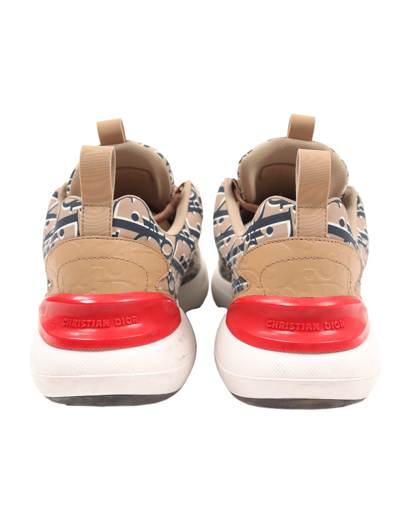 Beige Oblique 'B24' Sneakers With Cannage Motif