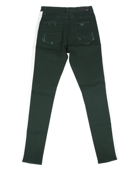 Green Denim White Stripes