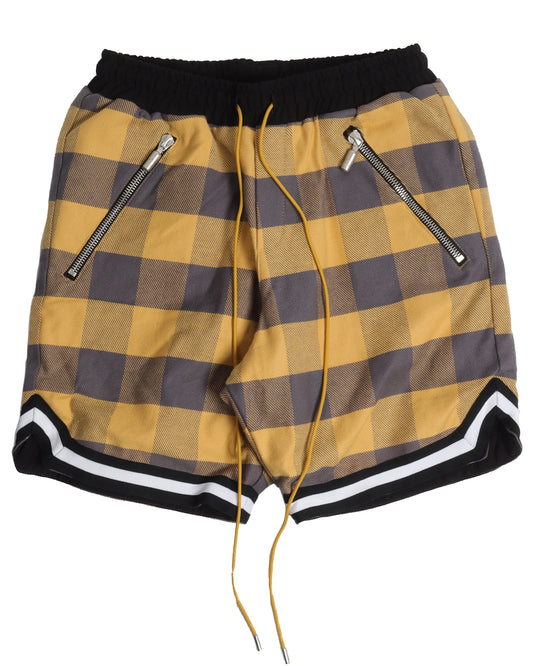 Yellow Checker Sweat Shorts