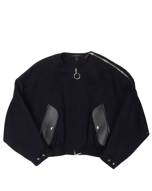 Cropped Shoulder Zip Bomber Jacket
