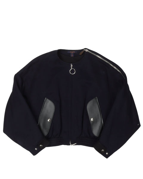 Louis Vuitton Cropped Hooded Bomber Metal Grey