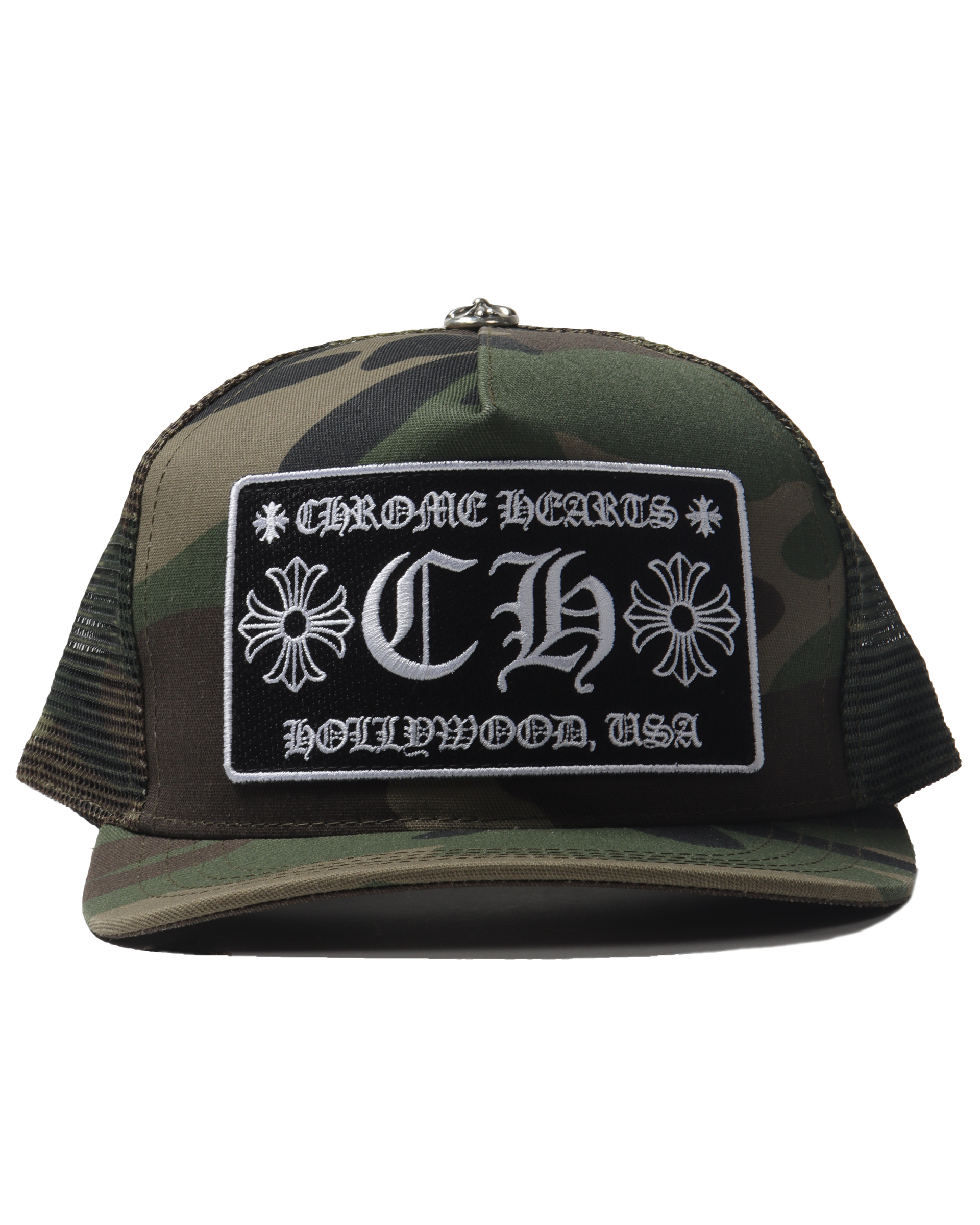 【Chrome Hearts】国内即発Hollywood Trucker Hat Chrome Hearts Chomper Hollywood Trucker Hat Black/White - US