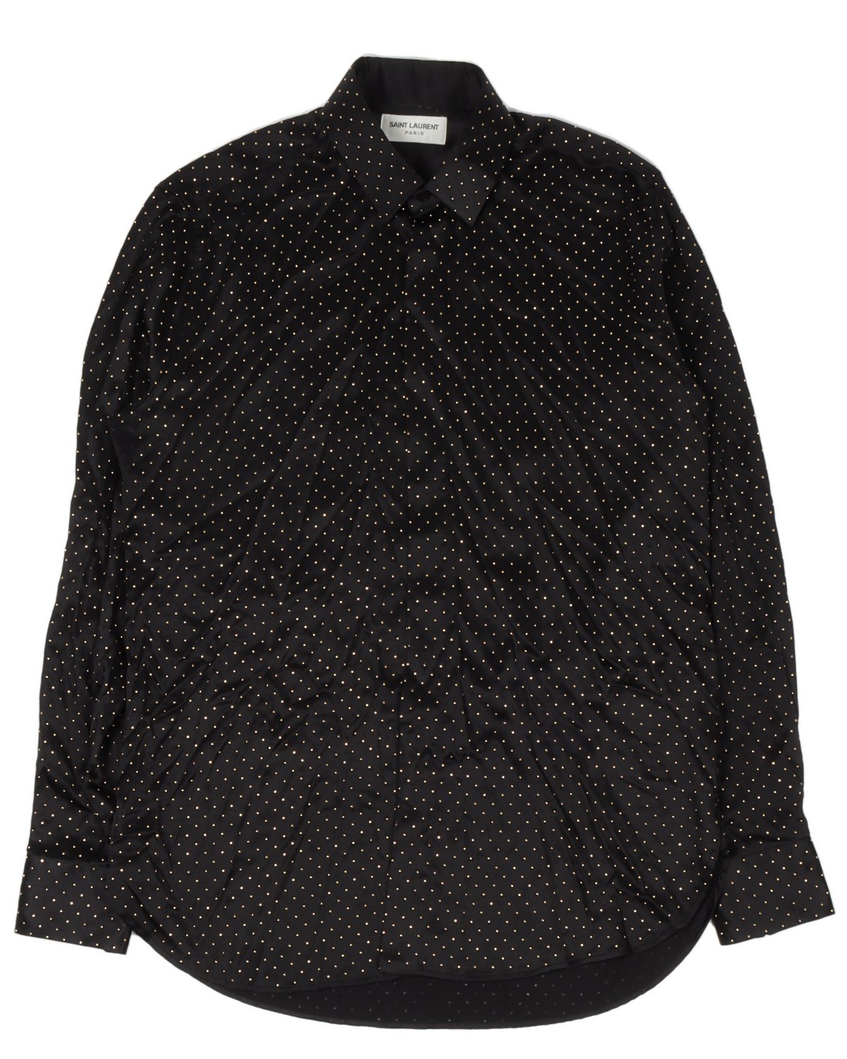 Gold Bead Silk Polka-Dot Shirt
