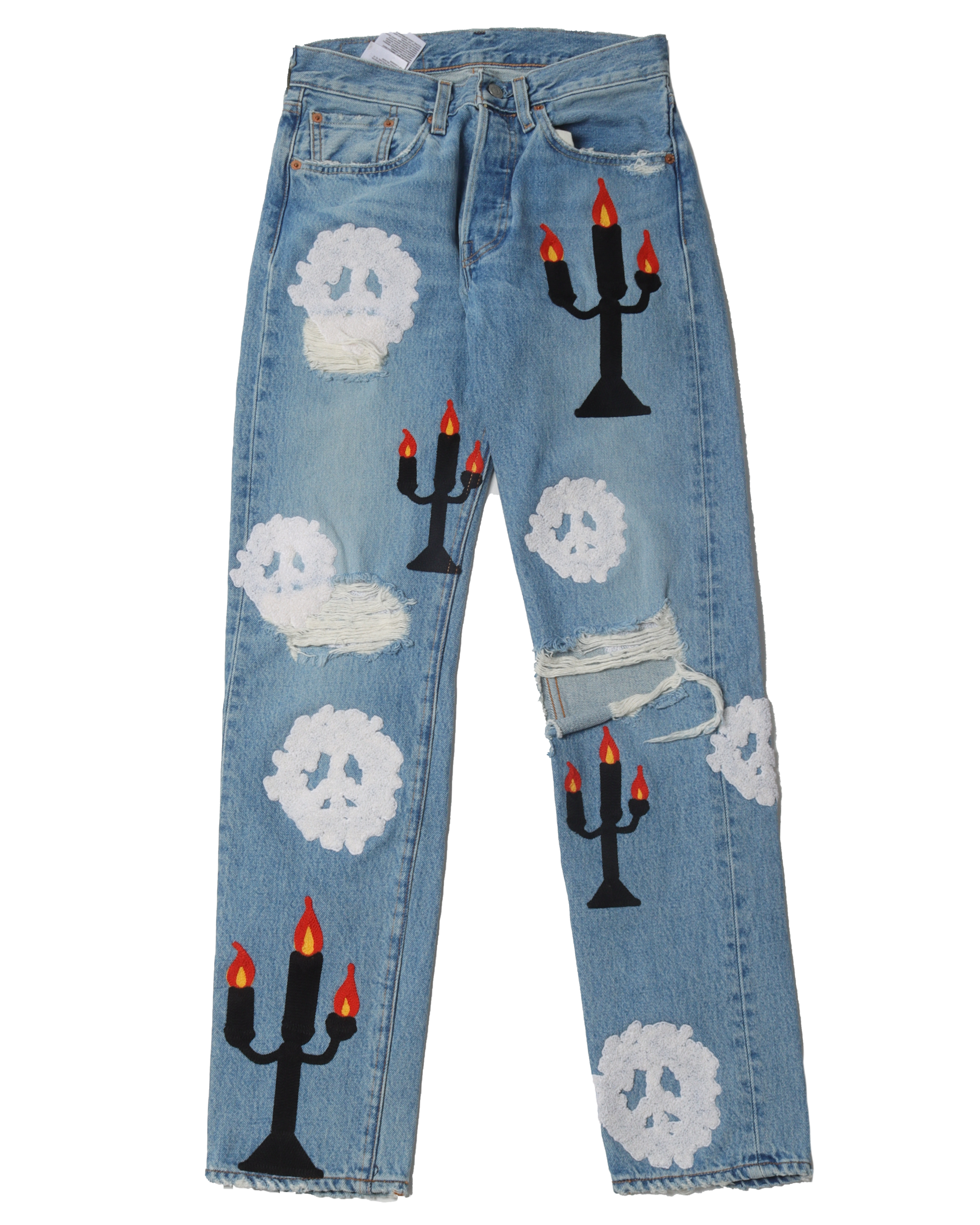 Virgil Abloh "Message in a Tear" Embroidered Jeans